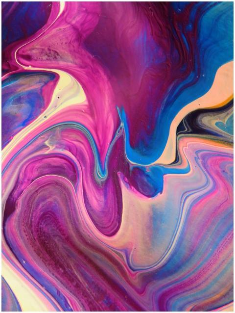 A dynamic abstract artwork featuring swirling patt