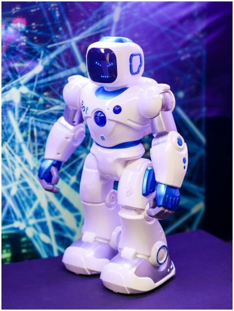 A futuristic humanoid robot showcasing modern tech