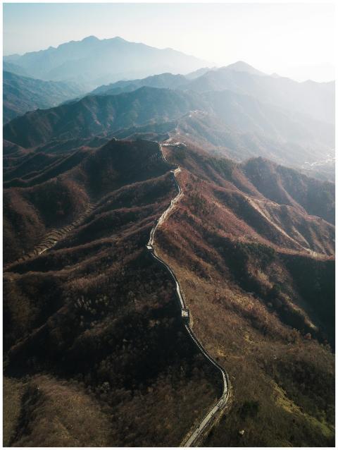 Stunning aerial shot of the Great Wall of China wi