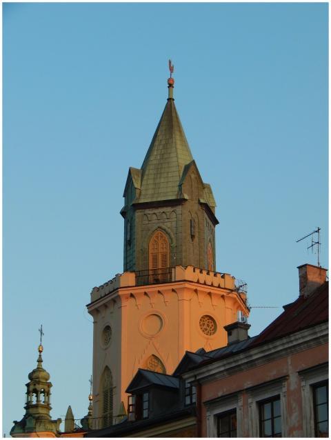 Close-up of a historic tower with intricate archit