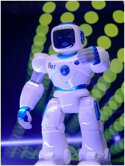 White humanoid robot showcasing modern technology