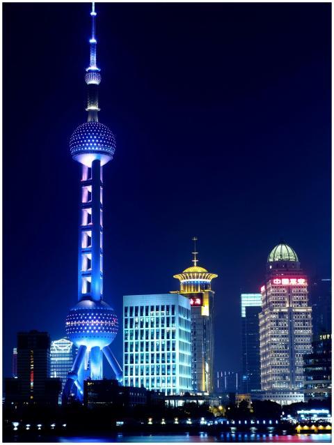 Breathtaking view of Shanghai's illuminated Pudong