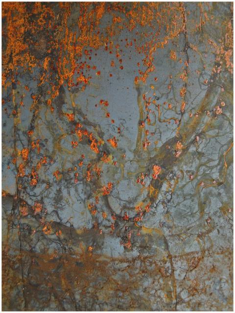 Close-up of rusty metal surface showing abstract,