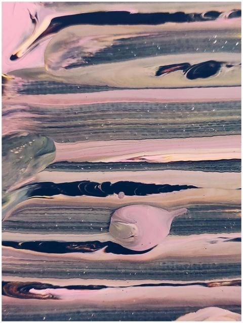 Abstract painting featuring textured streaks in pi