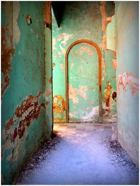 Explore the decayed and textured walls of an aband