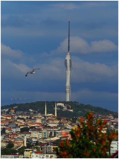 Dramatic view of Çamlıca Tower in Istanbul against