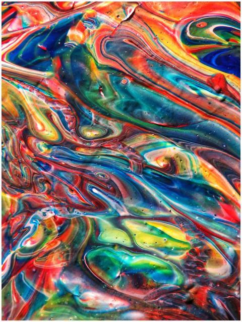 Dynamic abstract painting with vivid multicolor sw