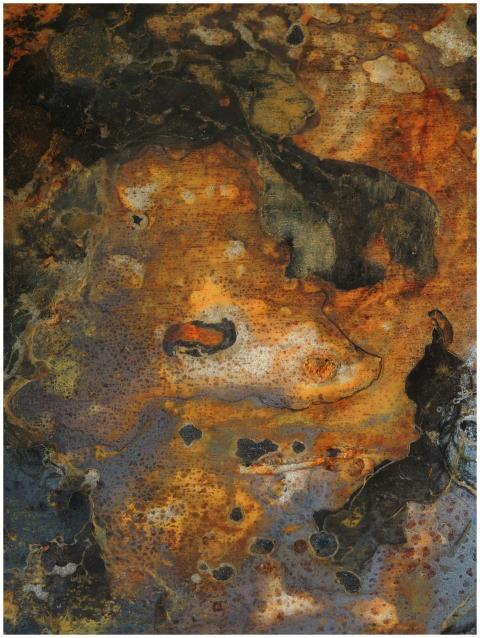 Close-up of rusty metal surface with unique abstra