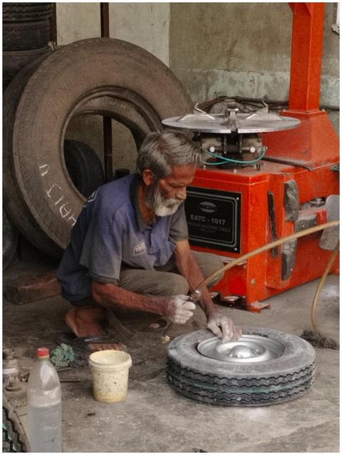 man working in a garage