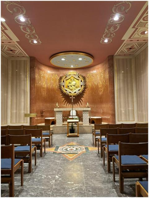 Beautifully designed chapel interior featuring orn