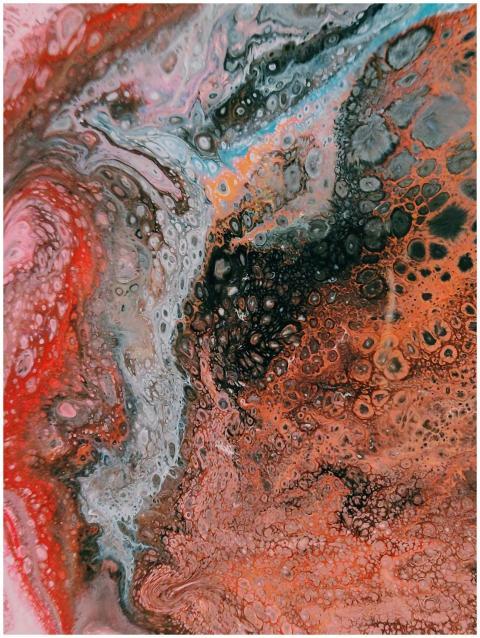 Dynamic and colorful abstract fluid art piece with