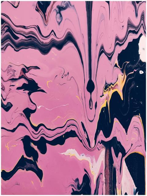 A vivid abstract acrylic painting featuring fluid