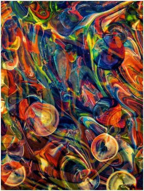 Dynamic abstract art with vibrant swirls and textu