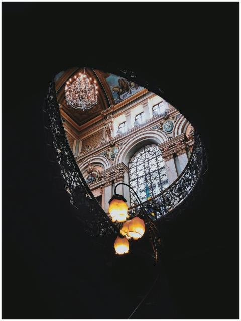 Elegant gothic architecture with stained glass and