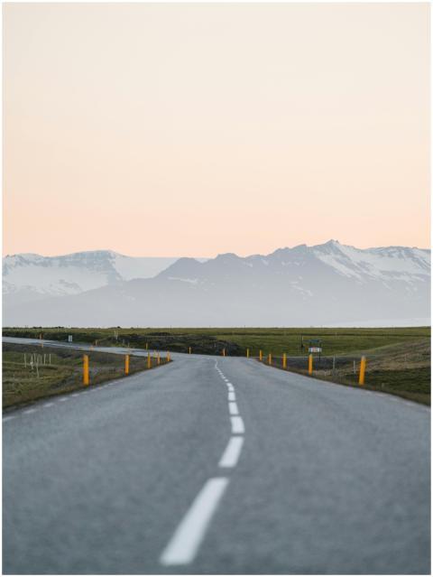 A stunning view of an empty Icelandic road leading