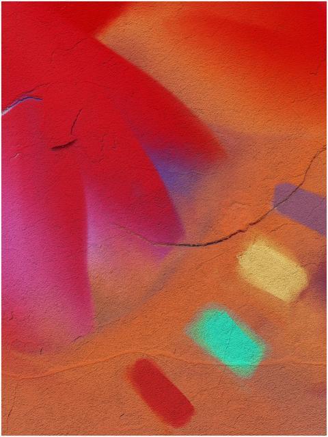 Colorful abstract graffiti art with bold red and o