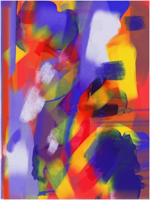 Colorful abstract expressionist art with bold brus