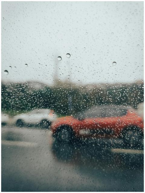 Blurry view of cars on an Istanbul street seen thr