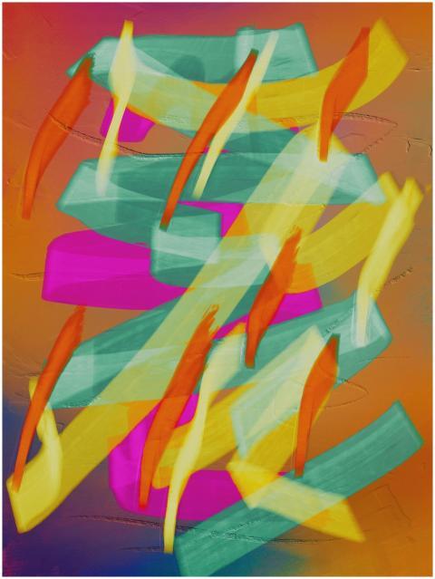 Vivid abstract artwork featuring colorful overlapp