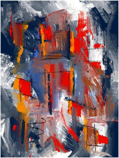 Colorful abstract painting with vibrant textures a