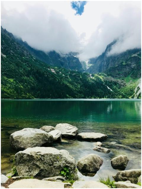 Scenic view of Morskie Oko Lake and Tatra Mountain