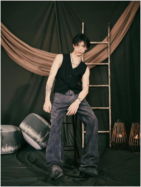 Stylish portrait of a young adult in a modern rust