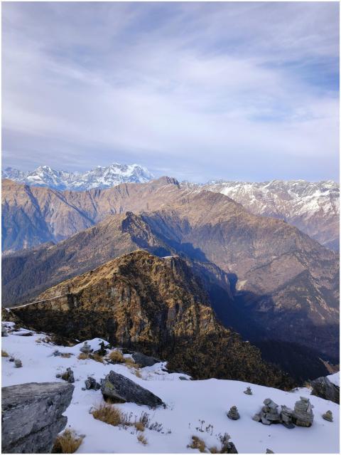 Breathtaking panoramic view of snow-capped mountai