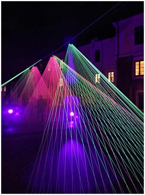 Captivating laser light installation illuminating