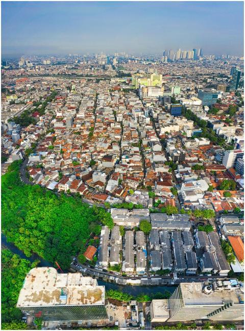 Stunning aerial view of Jakarta's dense urban spra