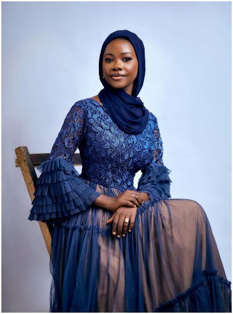 Elegant Portrait Woman Blue