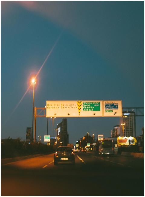 Captured evening traffic on an Istanbul highway un