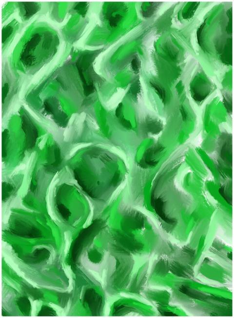 Vibrant green abstract oil painting with dynamic s