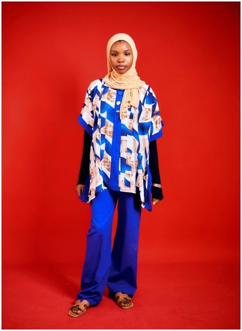 Elegant Woman Vibrant Blue