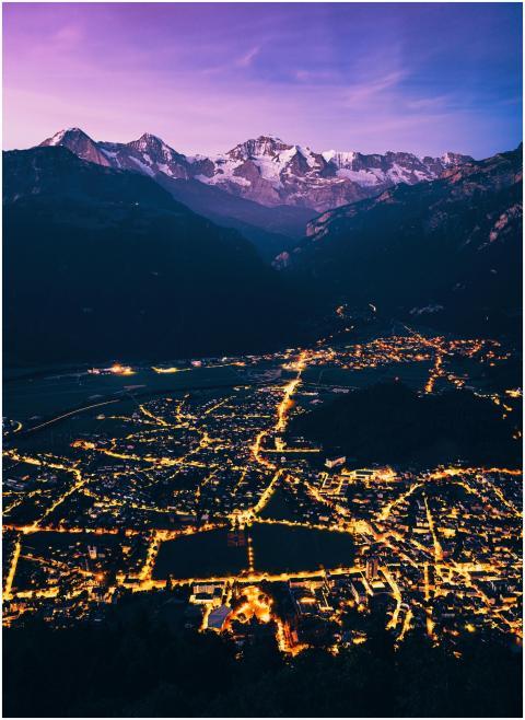 A mesmerizing aerial view of a beautifully lit tow