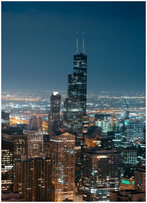 A captivating view of Chicago's illuminated skylin