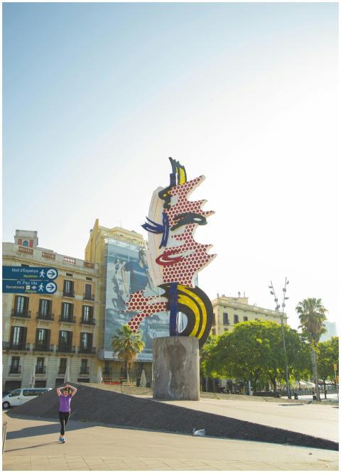 Colorful modern sculpture in Barcelona's city cent
