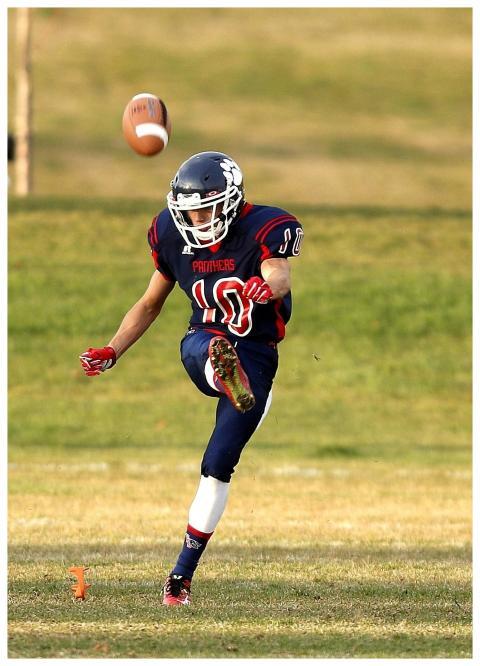 Dynamic action shot of an American football player