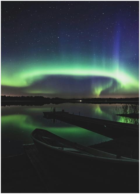 Captivating view of the Northern Lights reflecting
