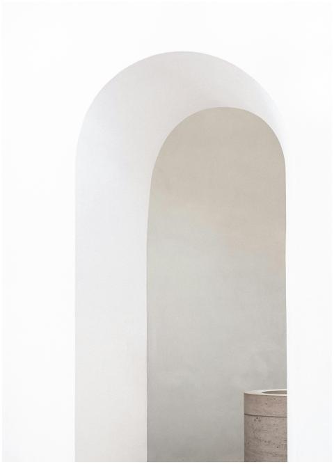 Elegant minimalist archway design in white, observ