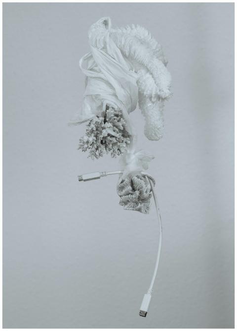 Concept of gray plastic Christmas toy with white u