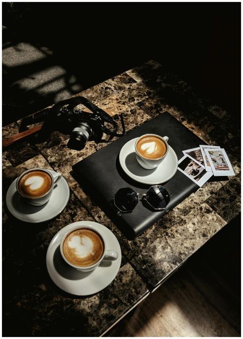 Enjoy a relaxing coffee break with cappuccinos, ca