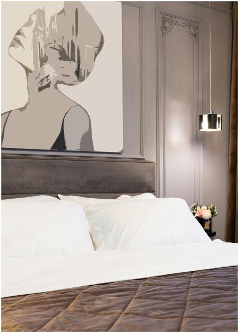 Contemporary bedroom interior with modern art deco