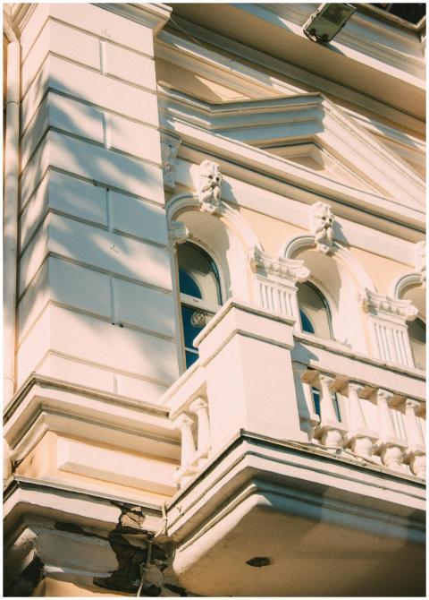 Close-up of a classical architectural facade with