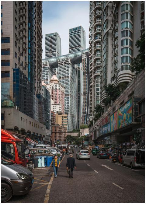Urban scene with skyscrapers in Chongqing, showcas