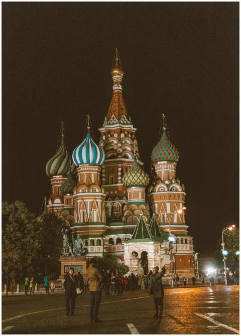 Beautiful night view of Saint Basil's Cathedral in