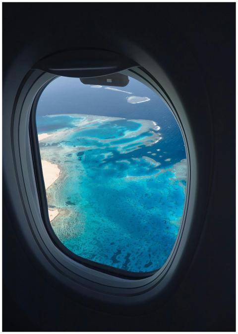 Breathtaking aerial view of ocean reefs through an