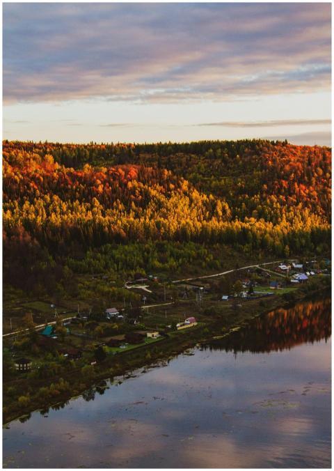 Stunning aerial view of a colorful autumn forest,