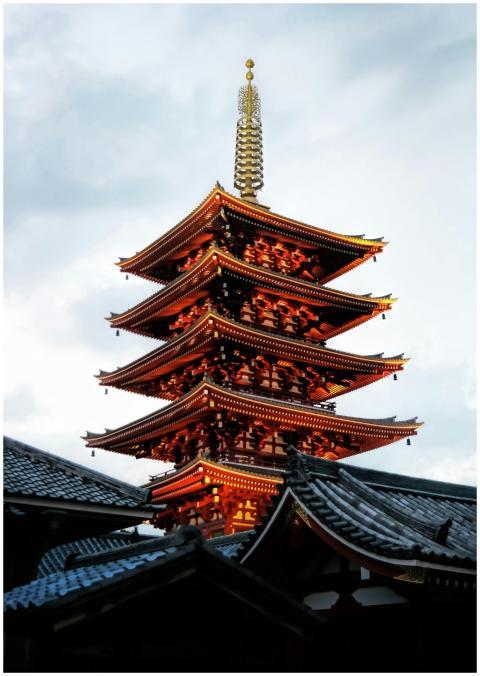 Stunning view of a traditional five-storied pagoda
