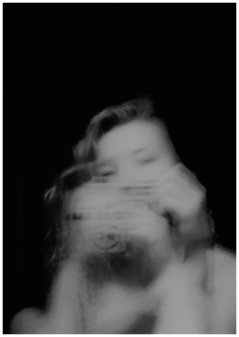 Blurry black and white portrait with motion blur,