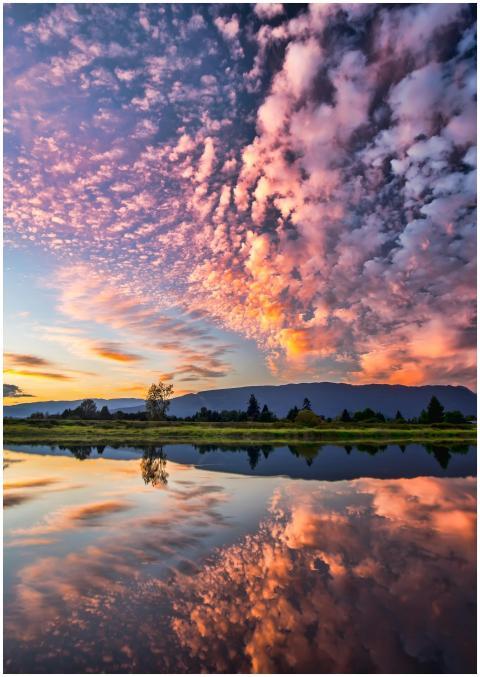 Captivating sunset with vibrant clouds and serene